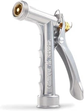Gilmour Full Size Zinc Pistol Grip Nozzle with Threaded Front, Silver (857302-10