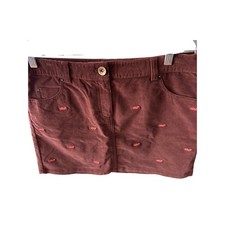 Vineyard Vines Women Size 6 Brown Corduroy Embroidered Casual Zip Fly Mini Skirt