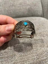 Vintage Native American Sterling Silver 925 Turquoise Hair Barrette Clip