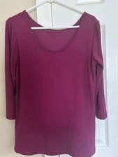Ruby Ribbon Top Womens Large Stretch Jersey 3/4 Sleeve