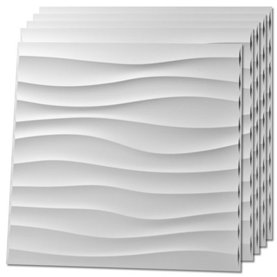 Art3d 12 Pack 3D Wave Design Wall panels 19.7''x19.7'' 12pcs, Square White 