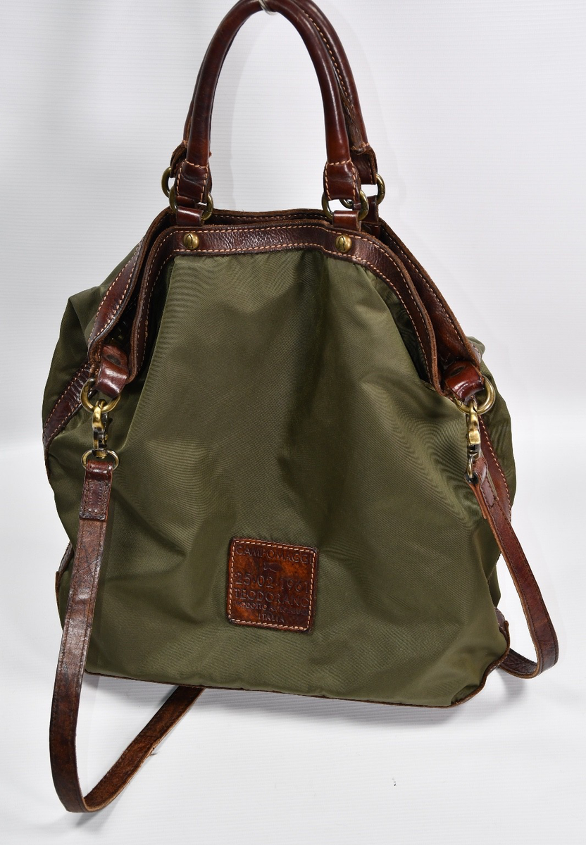Campomaggi Crossbody Shoulder Tote Bag Military Green Nylon