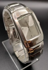 Geneva Mens Rectangular Silver Tone Mens Watch, needs battery/repair