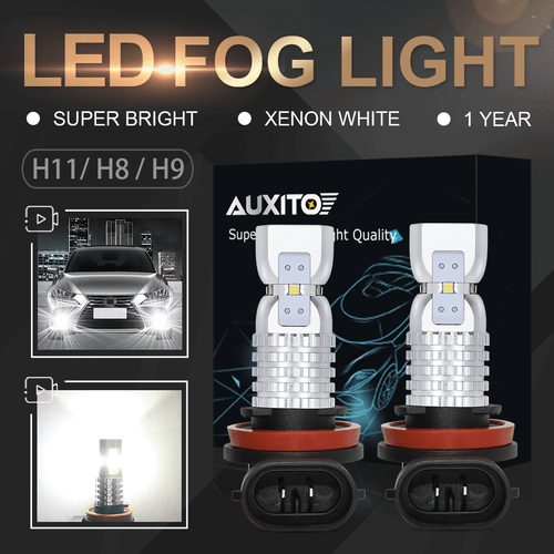 AUXITO H11 H9 H8 H16JP LED Fog Light Bulb Replace Halogen Driving DRL White Lamp
