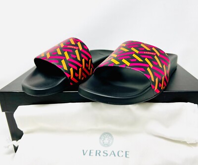 VERSACE Pool Slides Gomma St. La Greca Size 9 Tangerine  display picture 1