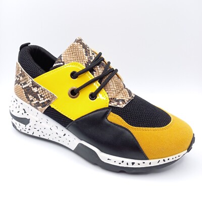 Tennis Sneaker Schuhe Sneaker Damen 39 gelb beige schwarz