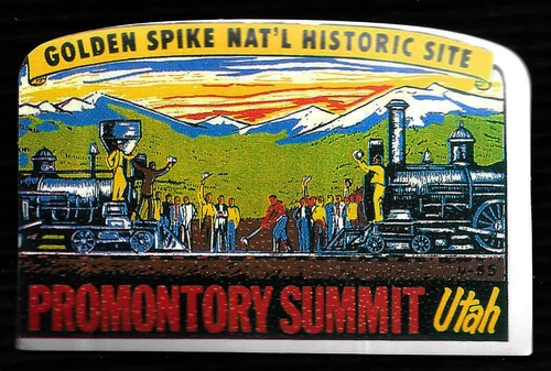 1950s VINTAGE CAR WINDOW TRAVEL STICKER PROMONTORY SUMMIT UTAH GOLDEN SPIKE SITE