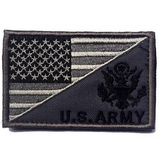 U.S.ARMY USA AMERICAN FLAG US ARMY HOOK LOOP PATCH EMBROIDERED GRAY BADGE GRAY*K