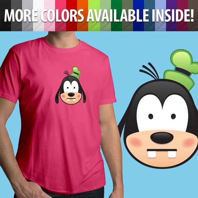 Goofy Blush Surprise Shocked Face Disney Emoji Unisex Mens Tee Crew
