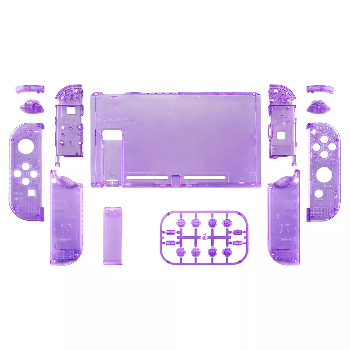  eXtremeRate DIY Full Set Shell for Nintendo Switch OLED,  Replacement Console Back Plate & Kickstand, Custom NS Controller Housing  with Full Set Buttons for Nintendo Switch OLED - Clear Atomic Purple 