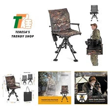 Wide Folding 360° Hunting Swivel Blind Chair with Removable Camouflage Seat P...