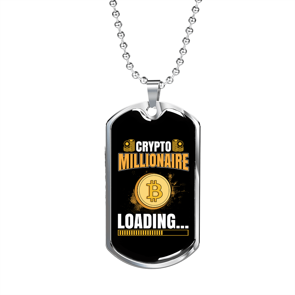 Crypto Millionaire Crypto Necklace Stainless Steel or 18k Gold Dog Tag 24
