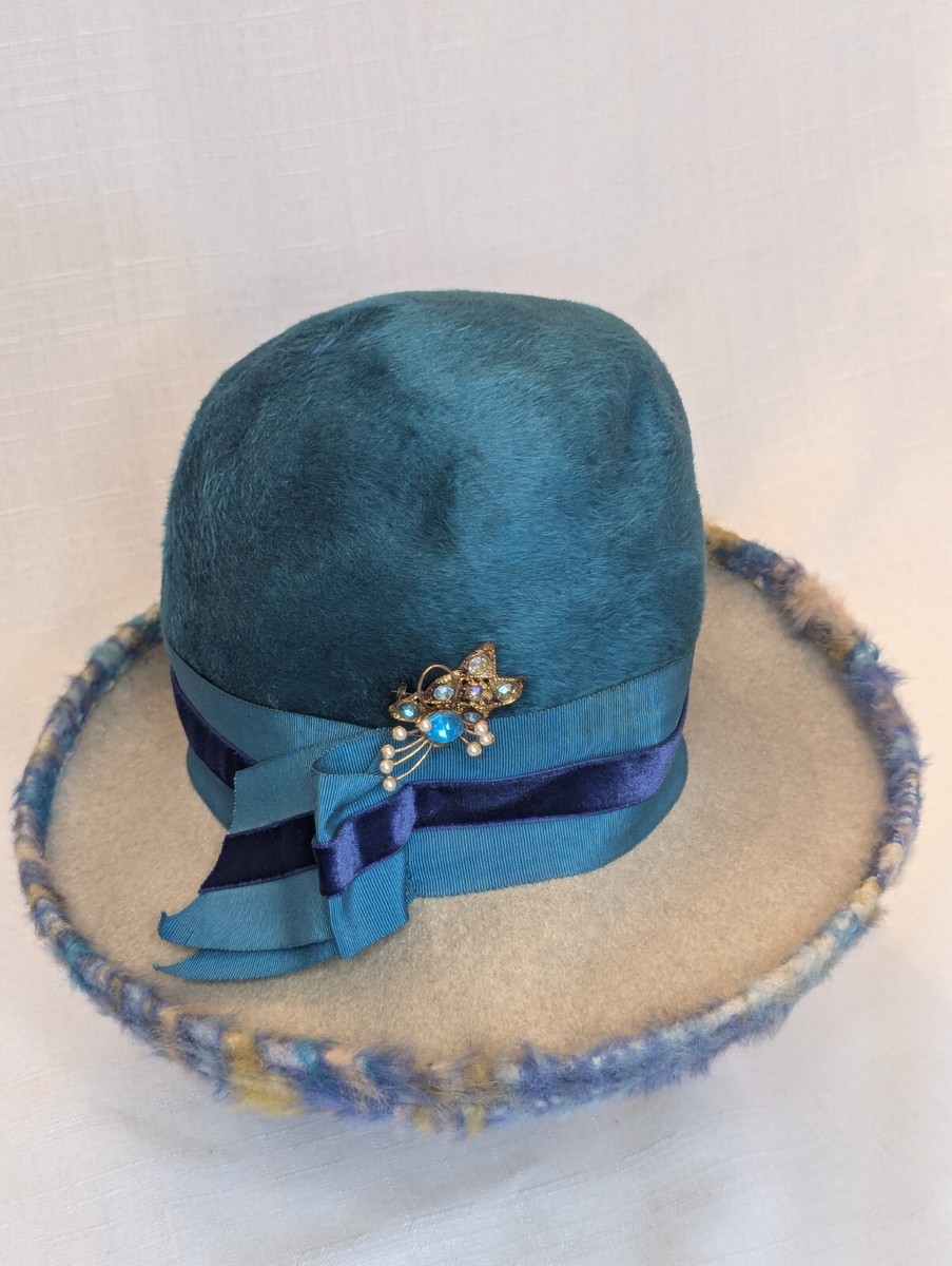 Vintage Felt Hat, Made in Italy, Imported ITALIAN 1940S/1950S GREEN FEDORA FELT HAT BY BORSALINO. SIZE  main image 2