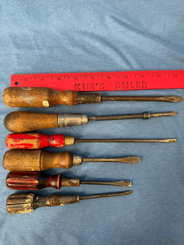 Vintage Lot of Wood-Handled Screwdrivers - Antique Tools - Garage Collectibles - Picture 5 of 23