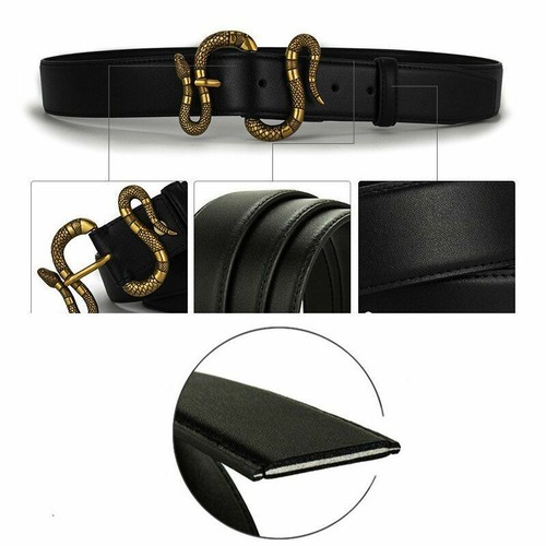 Women Belt Genuine Cowskin Leather Snake Buckle Solid G Band Accessories Fashion - Picture 5 of 14