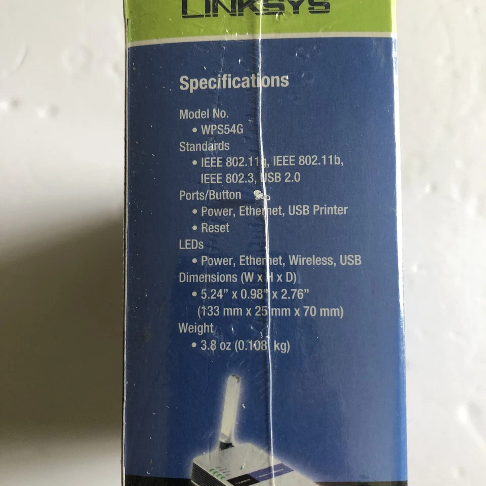 Linksys Wireless-G PrintServer USB 1.1 or 2.0 WPS54G 2.4GHz 802.11g NEW - Image 3 of 4