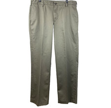 IZOD Chino Pants Mens Size 36 x 32 30 Olive Flat Front Preppy Office Church Dad