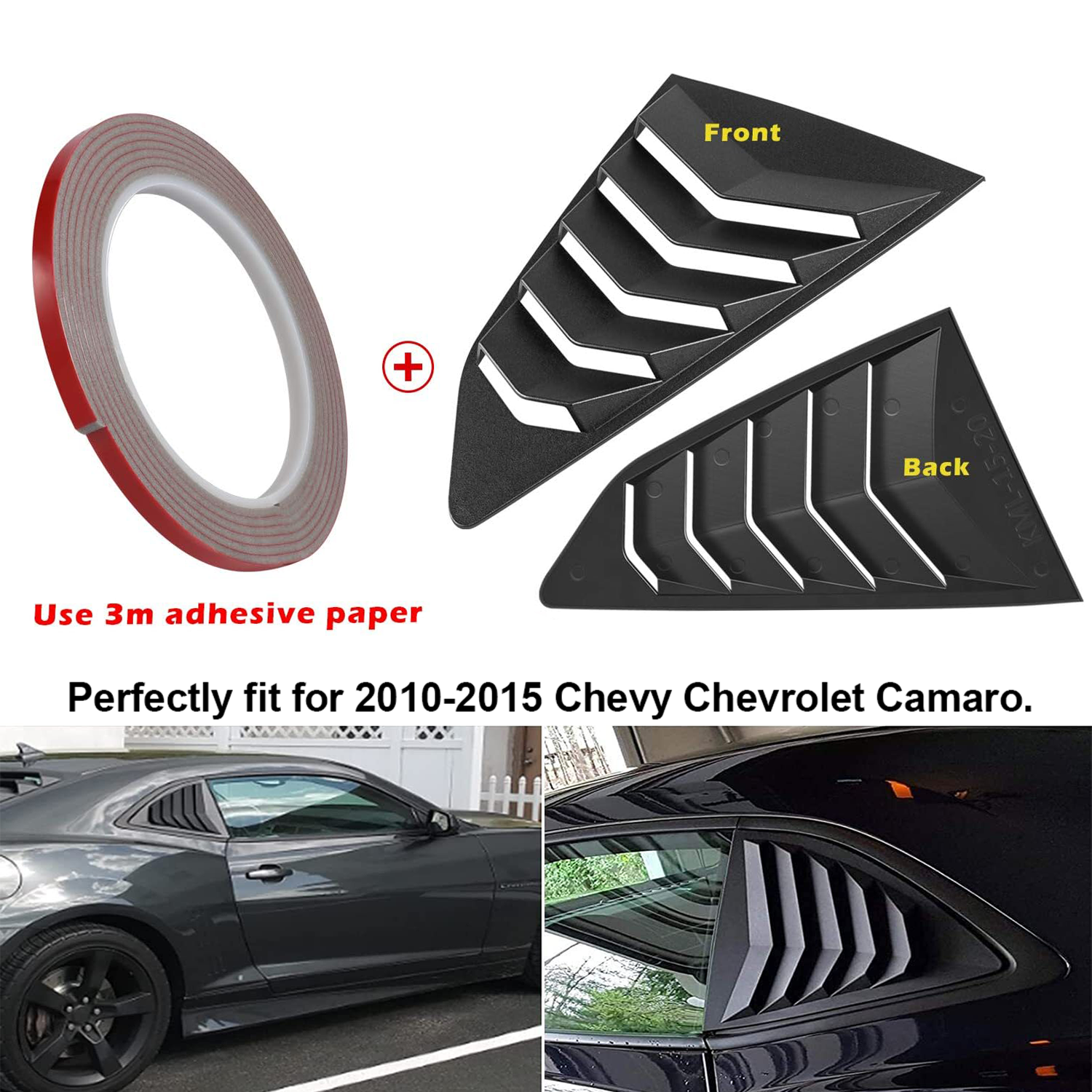 ABS Window Louvers for 2010-2015 Chevy Camaro LS LT RS SS GTS Models
