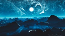 Landscape fantasy art fractal mountains night moon water Custom Gaming Mat Desk