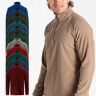 Mens Half Zip Fleece Jacket Warm Winter Light Micro Pullover Contrast Plain Tops