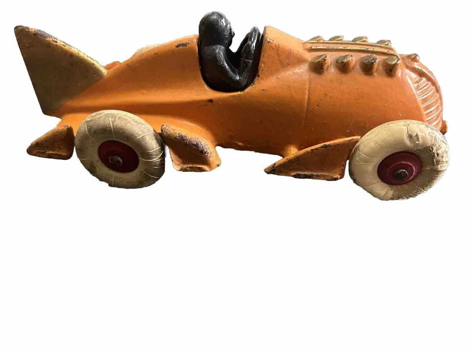 1920's Hubley Cast Iron Fin Tail Piston Racer Race Car Roadster - Image 3 of 4