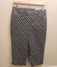 Chicos So Slimming Brigitte Navy White Pull On Stretch Capri 0.5 US 6 NEW 38-10
