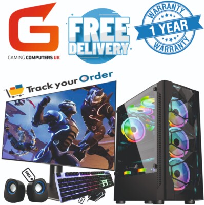Gaming PC COMPUTER BUNDLE Core i7 32GB 480GB + 2TB GT 1030 WIN 11 22''