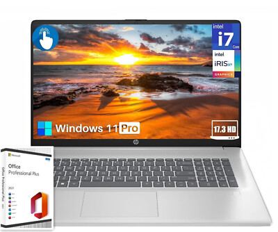 HP 17.3'' FHD+Touch Laptop Computer Intel Core i7 up to 64GB RAM,Win 11 Pro+Offic