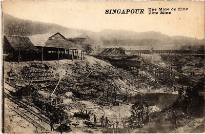 PC SINGAPORE, VIEW OF A ZINC MINE, Vintage Postcard (b47687)