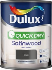 Dulux Wood & Metal Interior Satinwood Non-Drip Mid Sheen Paint 750ml - Black