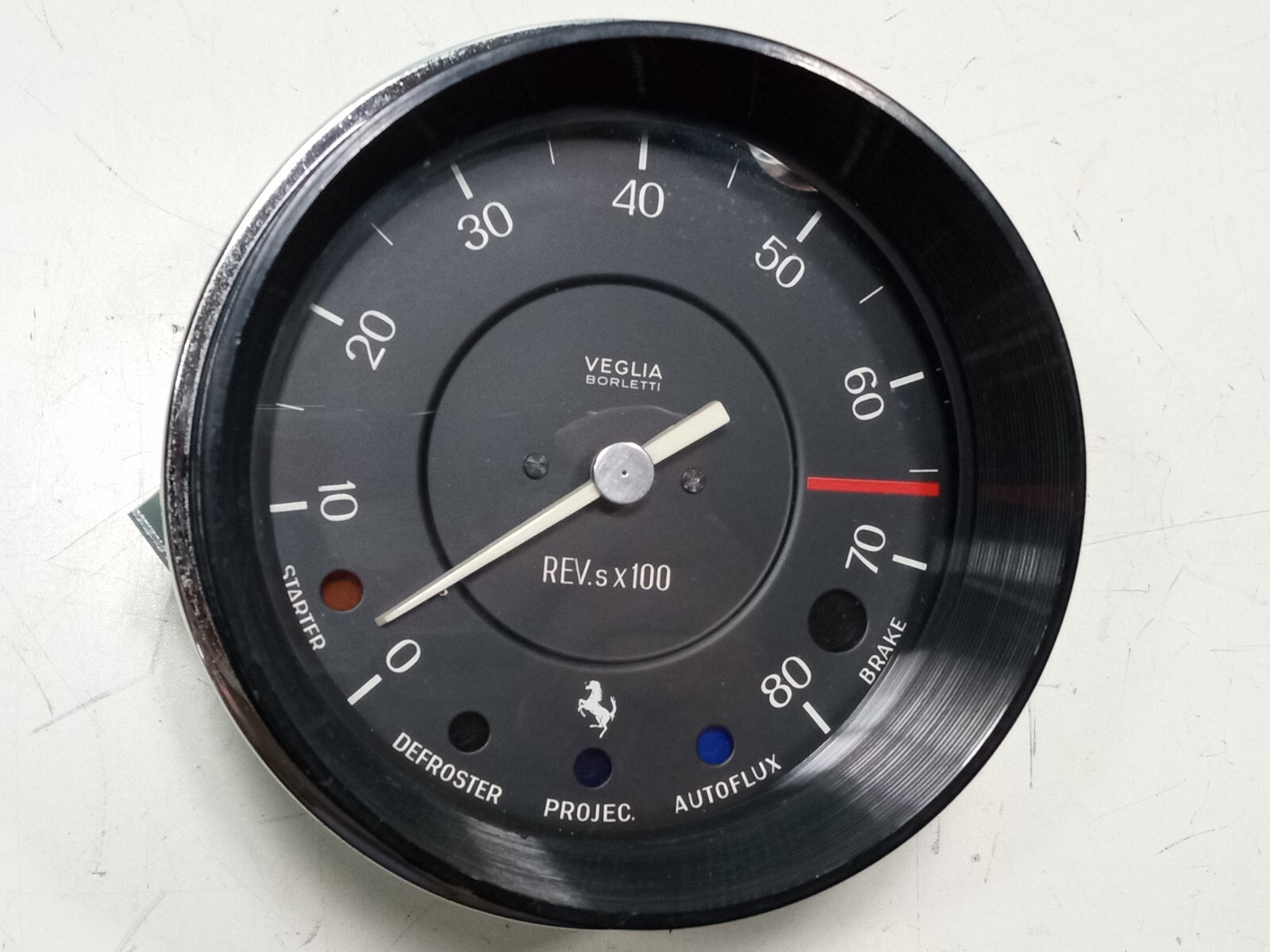 Ferrari 330 Tachometer RPM Gauge_Veglia_Chrome Bezel_Made in Italy_GENUINE