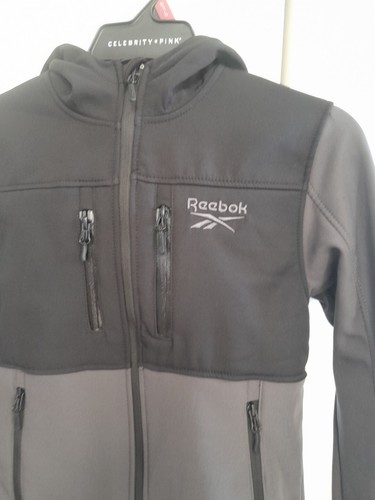 Reebok Boys Charcoal Gray Hooded zip up Jacket Size 8 Wind Breaker New - Picture 4 of 7