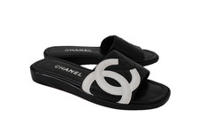 Chanel Interlocking CC Logo Black White Leath...