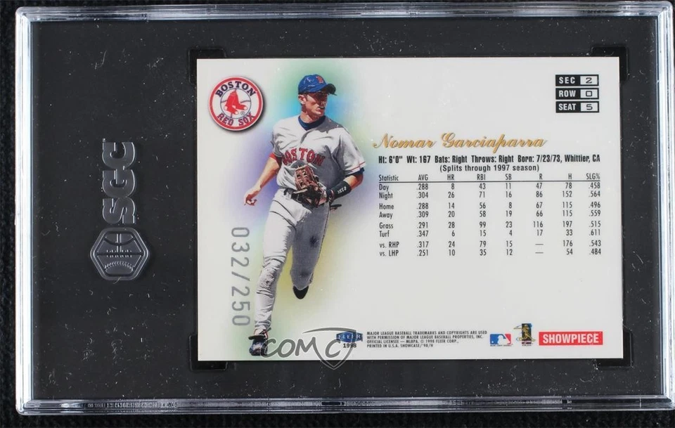 1998 Flair Showcase Row 0 /250 Nomar Garciaparra #5 SGC 9 MINT - Image 2 of 2