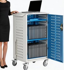 Charging Cart Mobile Locking Storage 16/20/32 Device 15.6" Laptop Tablet 4 Wheel