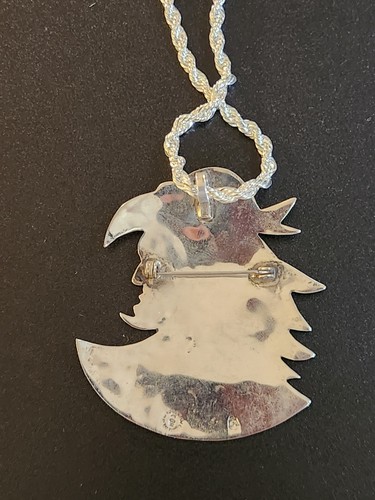 Huge Taxco Necklace Pendant Biker Style Mens Fashion W/chain Art Silver Jewelry - Picture 7 of 18