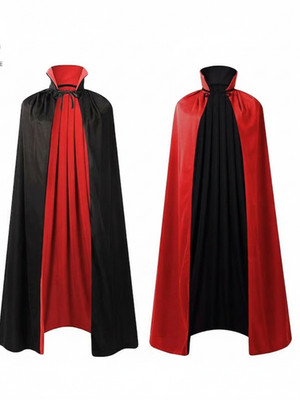 Vampire Halloween Costume Cape Adult Black and Red Reversible Cloak