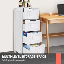 2025 White Bathroom Storage Cabinet PVC Drawer Cupboard Free Standing Unit Shelf
