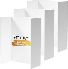 3 Pack 24" X 16" White Trifold Poster Board Foam Core, Small Tri Fold Foldable D