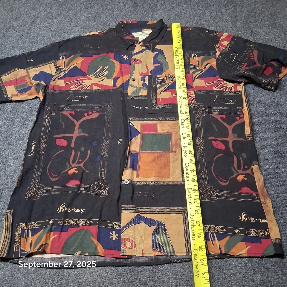 Vintage Natural Issue Feldini Rayon Shirt Size Large Art To Wear Casual - Image 4 of 4