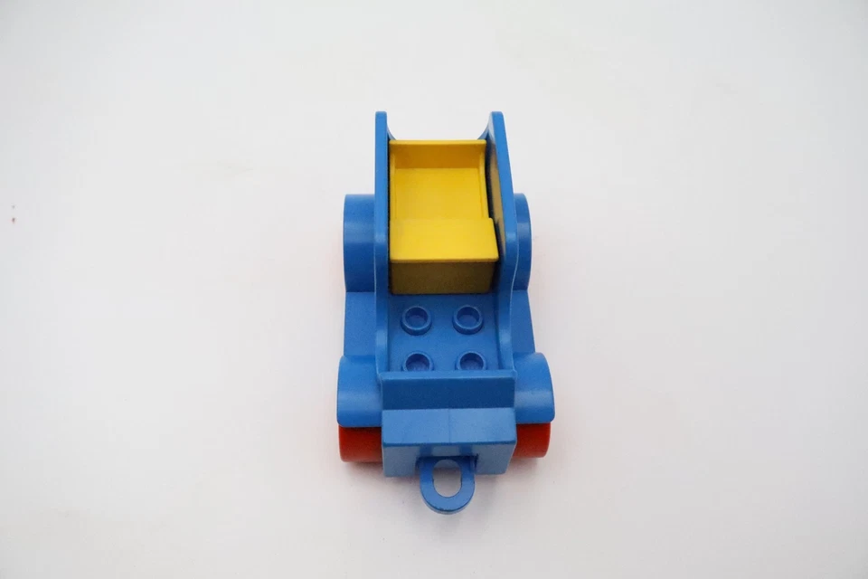 Vintage LEGO DUPLO Blue Delivery Truck 4.5” Red Wheels Grocery Print 1980s - Image 3 of 4