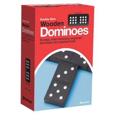 Pressman Double Nine Wooden Dominoes Game PRE162112 UPC 021853016215