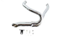 Chrome Wyatt Gatling 2 into 1 Exhaust Pipe Header Kit fits Harley Davidson