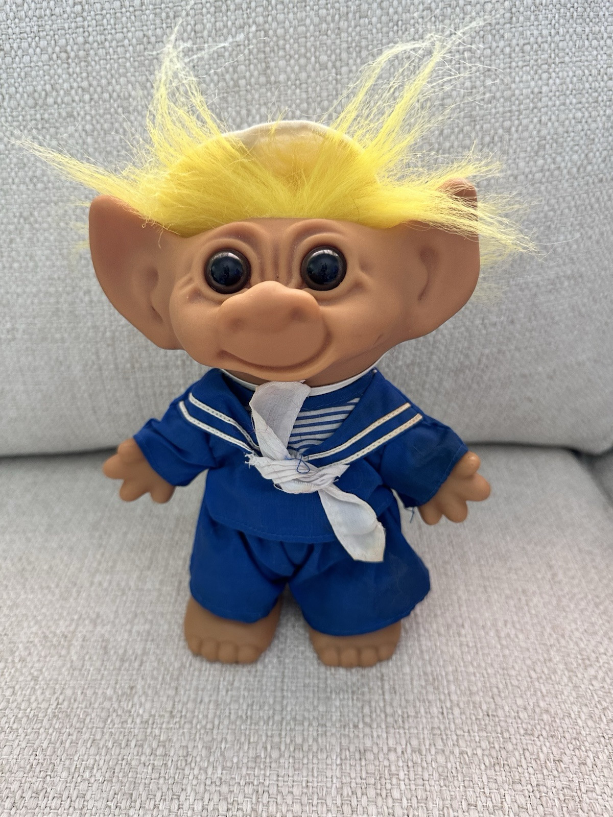 Vintage Uneeda Troll Doll Dressed As Sailor With Yellow Hair 8”