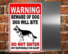 Warning Beware Of Dogs Will Bite Do Not Enter German Shepherd Sign/ Magnetic