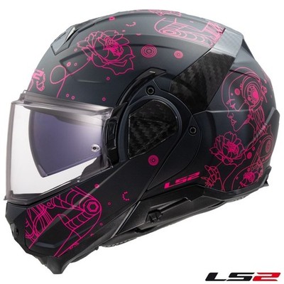 LS2 Advant II Sophia Matte Black/Pink Modular Street Motorcycle Helmet