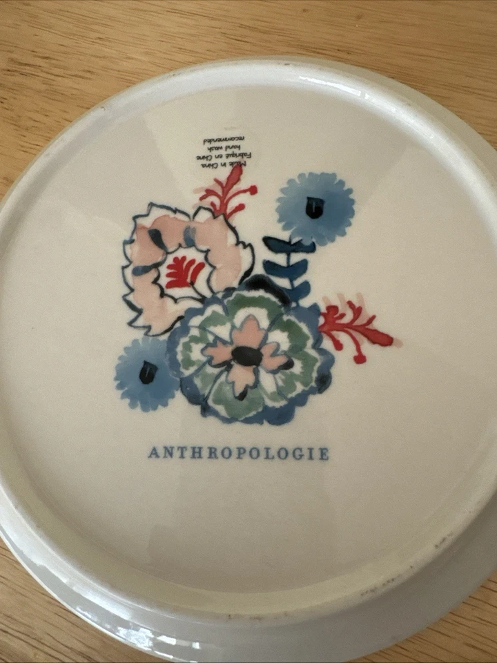 Керамическое куполообразное блюдо с сырным маслом Anthropologie с разноцветными цветами 7 дюймов круглое - Изображение 3 из 4