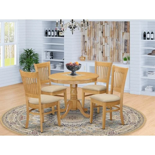 East West Furniture Antique Wood 5-Piece Dining Set - Thumbnail 3