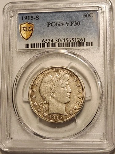 1915-S Barber Half Dollar PCGS VF30 | Key Date | San Francisco Mint