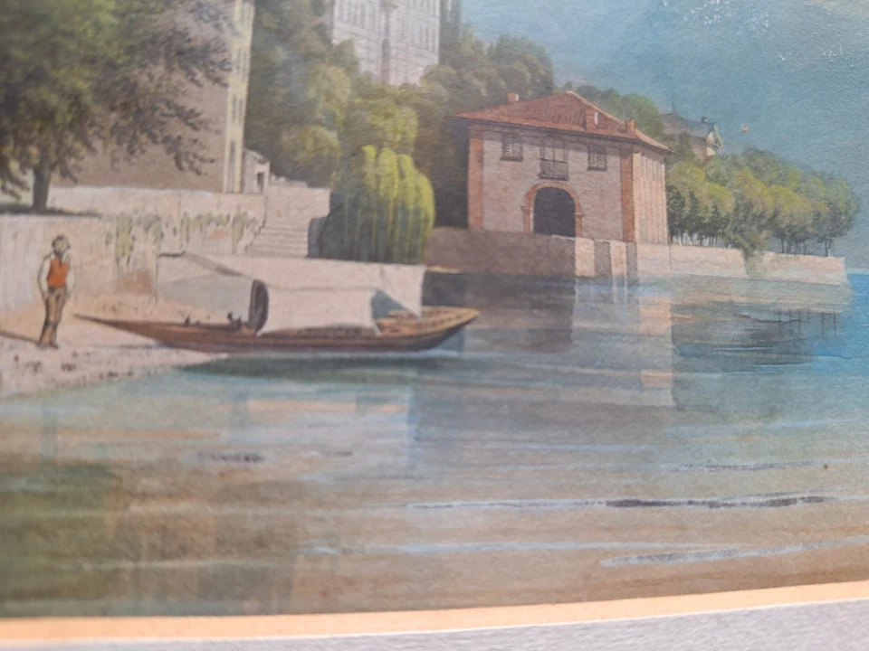 Guiseppe Canella (d.Ältere) 1788-1847 "Paesaggio sul lago" Aquarell - Bild 4 von 4